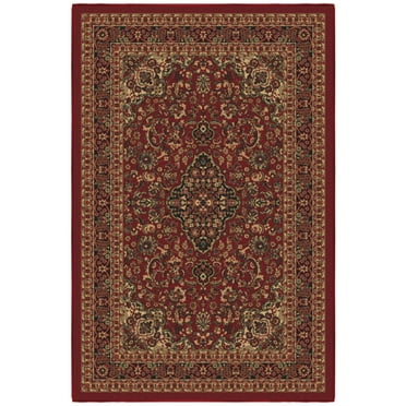 Ottomanson Non-Slip Rubberback Medallion Oriental 3x5 Indoor Area Rug, 3'3" x 5', Red