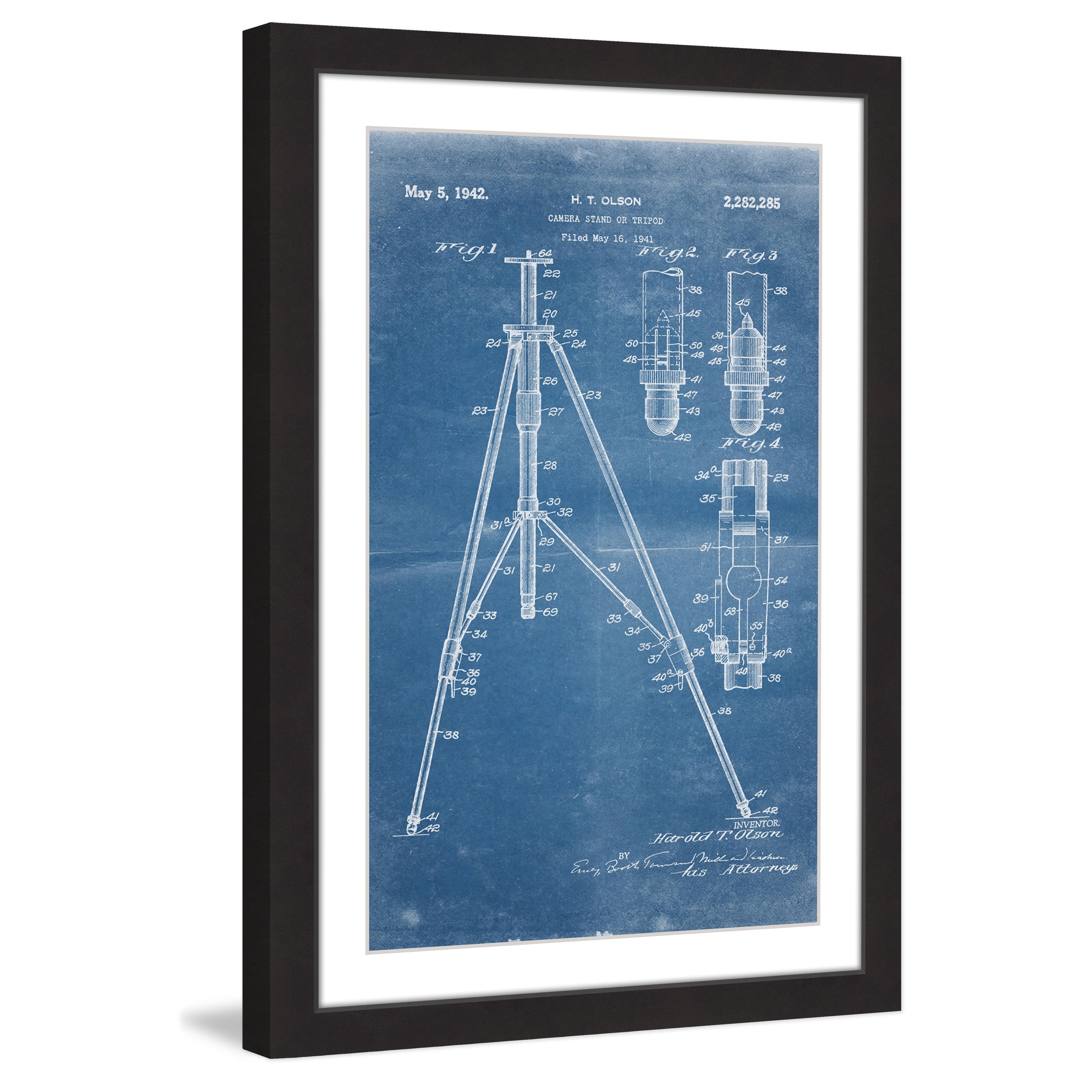 "Tripod 1942 Blueprint" Framed Painting Print