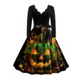 thumbnail image 1 of TIMIFIS Robe d'Halloween et d'Action de Grâce pour Femmes, Robe à Manches Longues, Citrouille Ajourée, Robe de Fête Décontractée Automne/hiver, 1 of 3