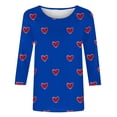 thumbnail image 4 of Luxalzxs Womens Tops 3/4 Sleeve Shirts Round Neck Loose Casual Blouses Plus Size Summer Valentines Heart Graphic Print Tshirts, 4 of 5