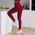 thumbnail image 5 of Women's Ribbed High Waisted Leggings Seamless Stretch Yoga Workout Pants, 5 of 6