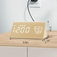 thumbnail image 7 of Digital Alarm Clock, Wooden Electronic LED Time Display, 3 Alarm Settings, Humidity & Temperature Detect, Wood Made Electric Clocks for Bedroom, Bedside (Yellow), 7 of 7