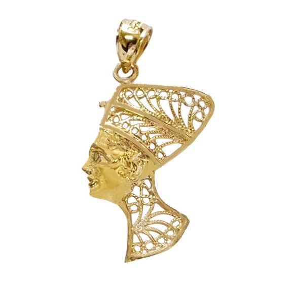 14K Yellow Gold Egyptian Queen Nefertiti Pendant