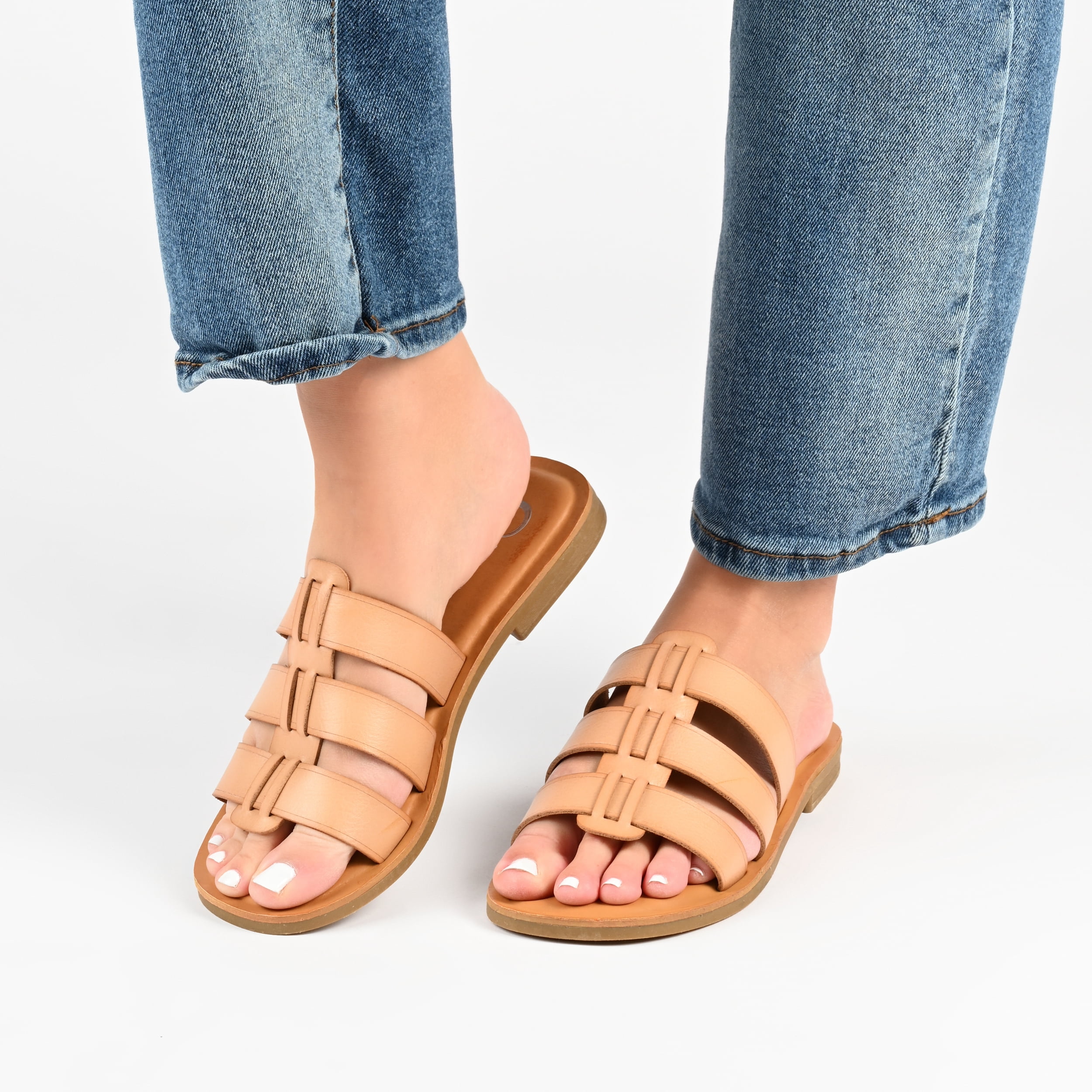 Journee Collection Womens Serrie Tru Comfort Foam Slip On Slide Flat Sandal