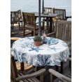 thumbnail image 2 of Outdoor Tablecloth with Umbrella Hole for Patio/Picnic/Party/Camping, Blue Coastal Waterproof Table Cloth Round Cover Washable, Summer Retro Ocean Sea Corals Starfish Shells (Dia 60"), 2 of 9