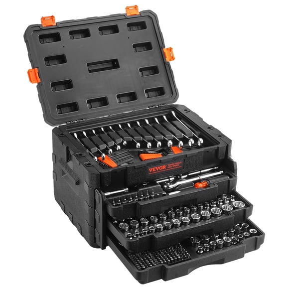 Juego de herramientas mecánicas VEVOR 450 piezas con SAE y enchufes métricos