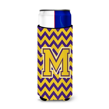 

Carolines Treasures CJ1041-MMUK Letter M Chevron Purple and Gold Ultra Beverage Insulators for slim cans Slim Can