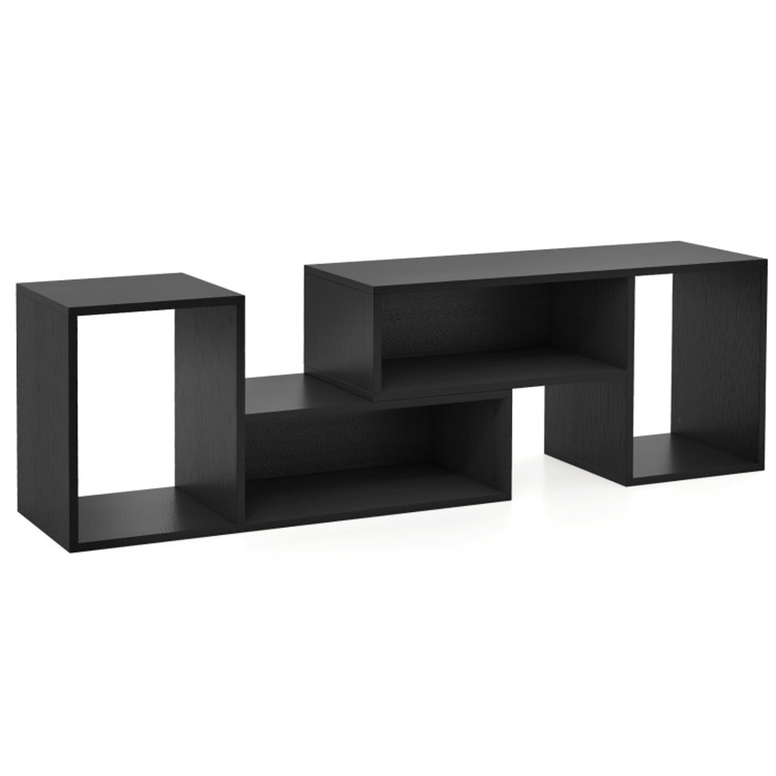 Furnibear 2 Pieces Adjustable TV Stand for TVs up to 55 Inch with Storage Cubes for Living Room Bedroom Media Console Entertainment Center, Black