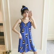 Sweet Chrysanthemum/Rabbit Printed Sleepwear Fashion Women Night Dress Household Clothing