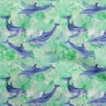 thumbnail image 1 of oneOone Viscose Chiffon Green Fabric Whale Sewing Material Print Fabric By The Yard 42 Inch Wide, 1 of 6