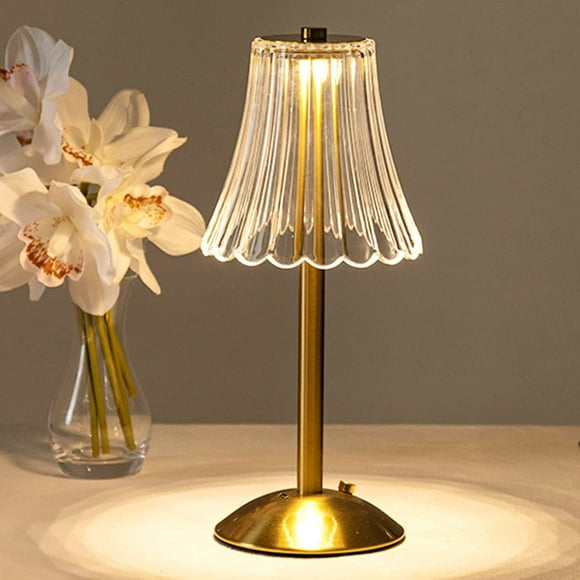 Gold Cordless Table Lamp - 12" Rechargeable USB LED Lamp with Dimmer & 3 Lighting Colors, Portable Brass Indoor/Outdoor Lamp for Home, Patio, Dining