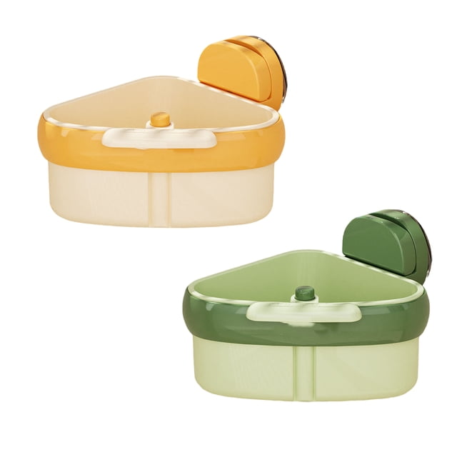 Naiovety Juego de 2 cestas coladoras para fregadero - Estante colgante triangular multifuncional de ABS con sistema de succión para desagüe Cocina y Comedor verde+naranja