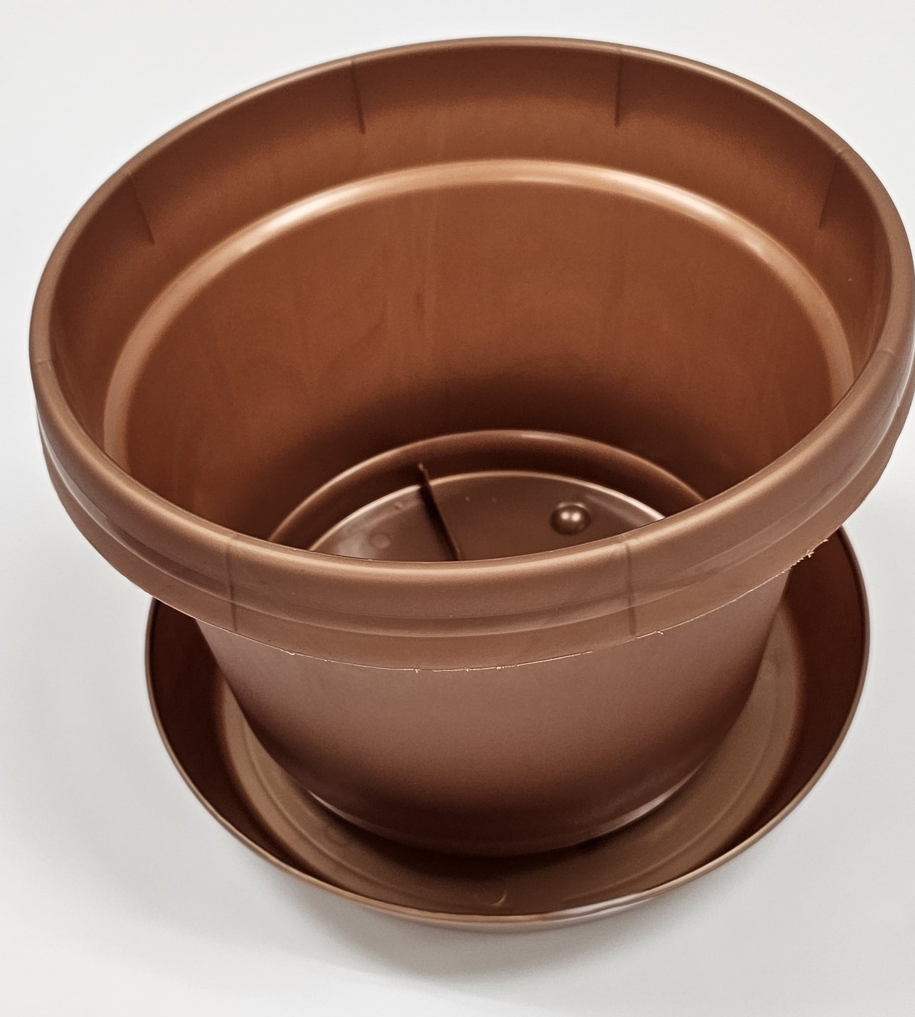 Austin Planter 9 Inch Flower Pot with Saucer Copper Colored Polypropylene (5 pack) Made in USA