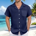 thumbnail image 2 of Men's Casual Button-Up Shirt for Summer Versatile Loose Fit with Pocket and Cuban Collar for Everyday Wear and Lightweight and Comfortable Design Mens T-Shirts In 3xlt Tall V Neck Graphic, 2 of 5