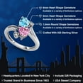 thumbnail image 2 of Gem Stone King 925 Sterling Silver Swiss Blue Topaz Pink Moissanite Ring for Women (1.78 Cttw, Heart Shape 6MM, Gemstone November Birthstone, Size 9), 2 of 6