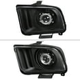 thumbnail image 2 of Halo Projector Headlights w/ LED Light Strip (Chrome Housing/Clear Lens) Made for and Compatible with 2005-2009 Ford Mustang, 2 of 9