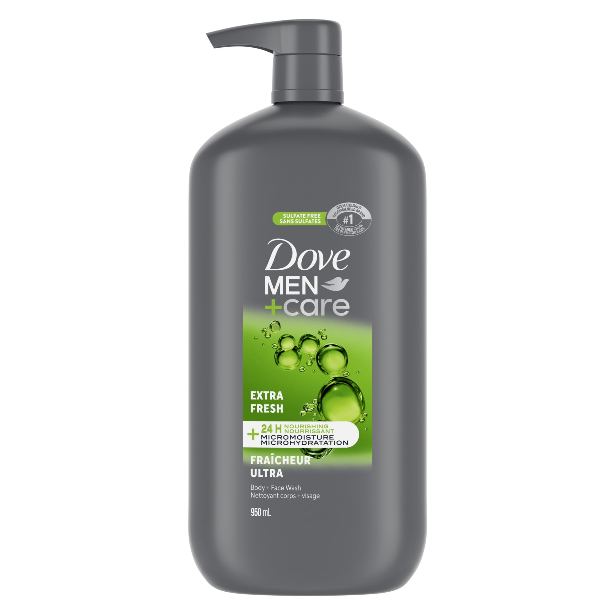 Dove Men+Care Refreshing Extra Fresh Body and Face Wash with 24-Hour Nourishing Micromoisture Technology Body Wash for Men, 950mL