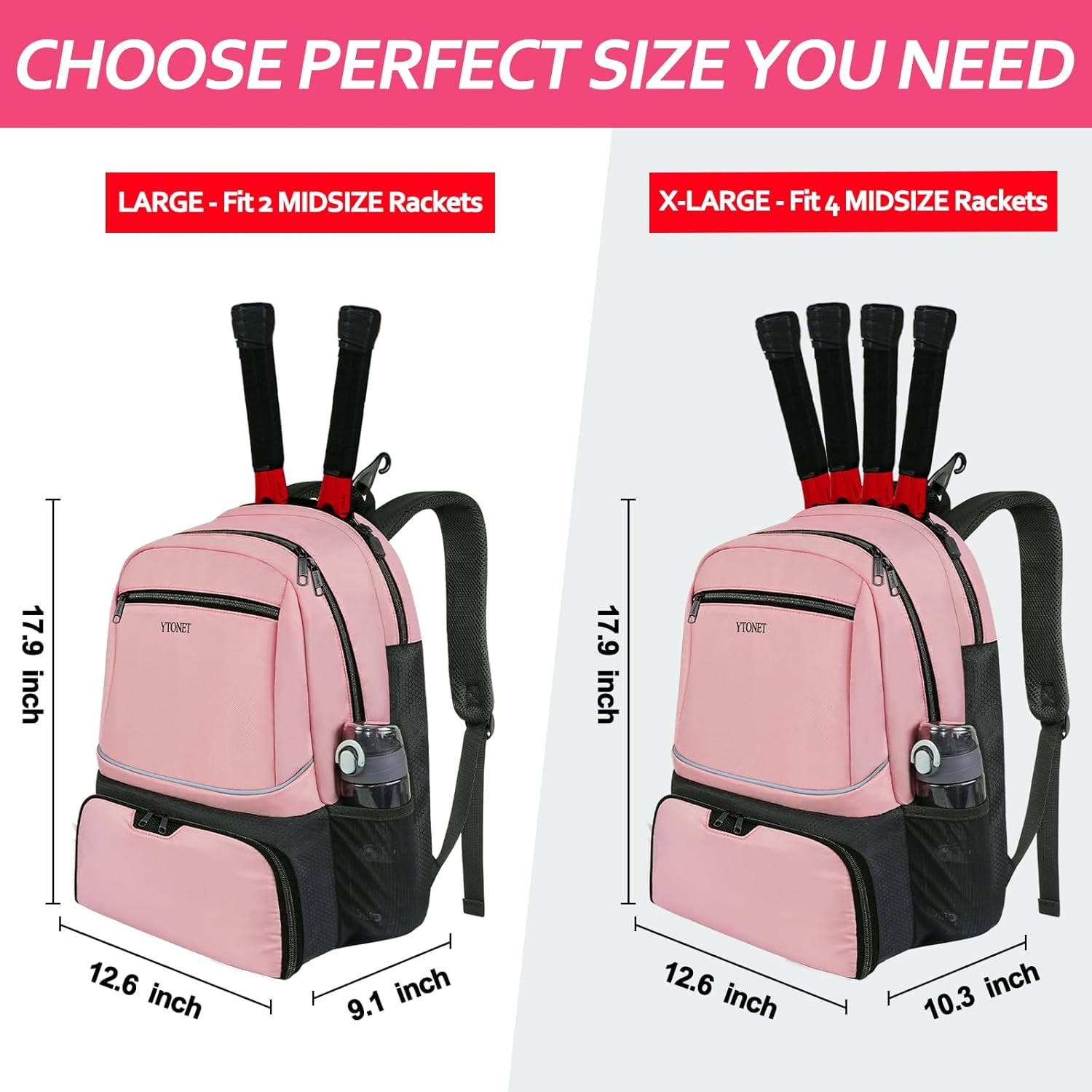 Tennis Bag - Large Tennis Racket Bag for Men Women with 6 Rackets Capacity & Protection