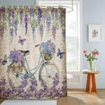 thumbnail image 4 of Shower Curtain Vintage Floral Bicycle Shower Curtains for Bathroom Decor, Waterproof Polyester Shower Curtain Set with Hooks, Extra Long 72" x 84" Purple Blue Flower, 4 of 9