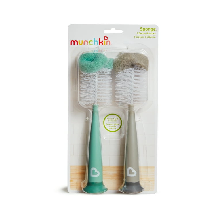Munchkin® Sponge™ Bottle Brush, Gray/Sage, 2 Pack, Unisex
