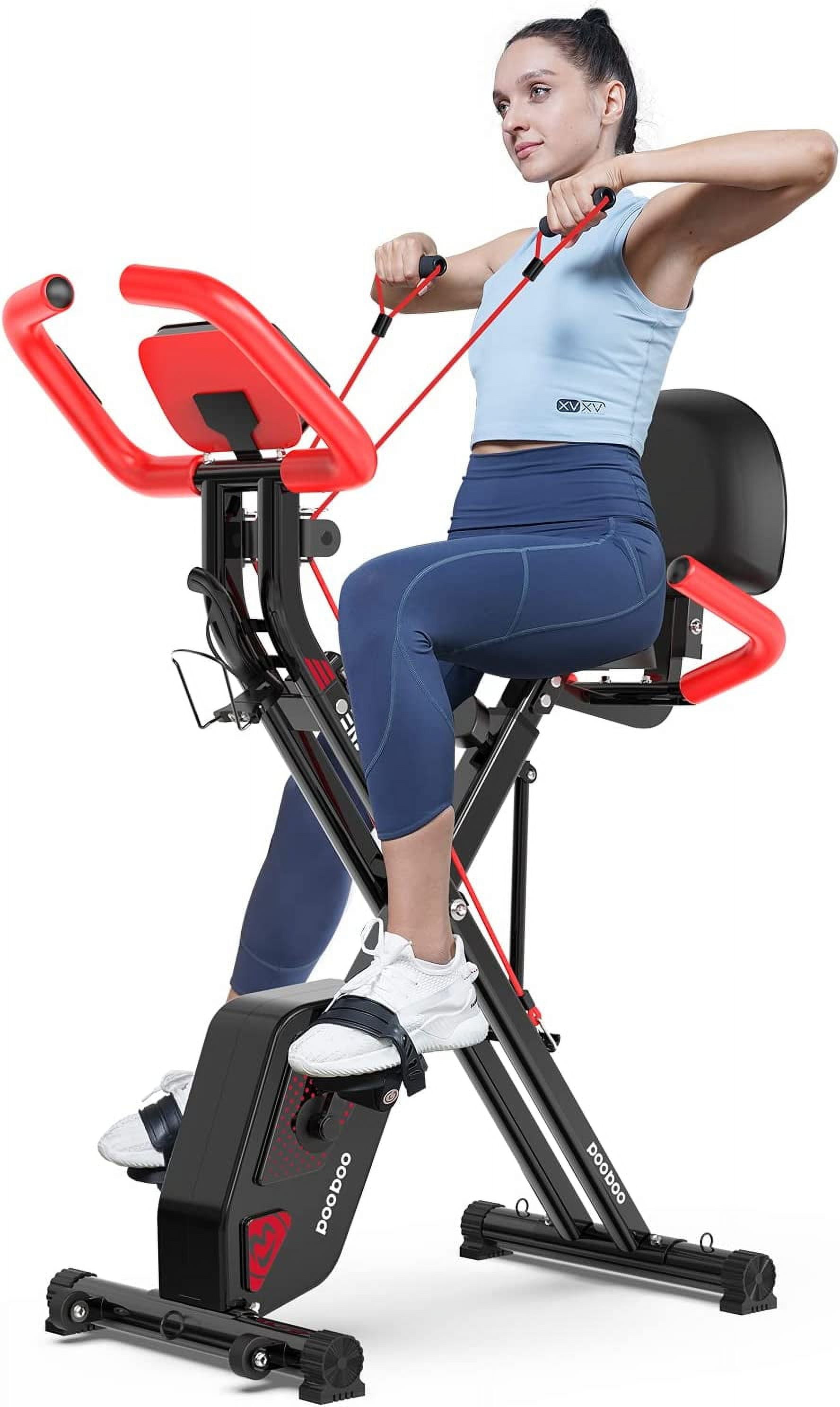 Pooboo Recumbent Folding Exercise Bike with Large Seat Magnetic Indoor Cycling Upright Stationary Bicycle 280lbs Walmart