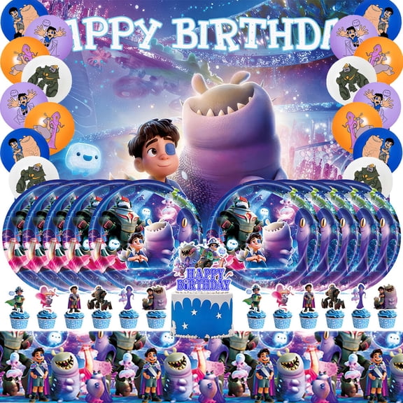 Elio Party Supplies Set Plates Balloons Cake Toppers Banner Tablecloth