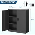 thumbnail image 3 of MIIIKO Lockable Storage Cabinet, Small Metal Garage Cabinet with Doors and Shelves, 35.4" Height Base Locker Cabinets 2 Doors, 3 of 6
