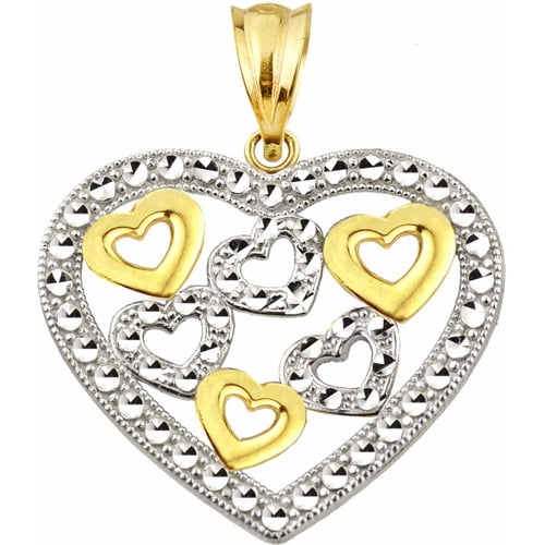 U.S. Gold - Handcrafted 10kt Gold Floating Heart Charm Pendant ...
