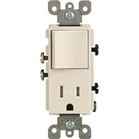 LEVITON DECORA TAMPER-RESISTANT COMBINATION ROCKER STYLE SWITCH AND RECEPTACLE, 120 VOLT, 15 AMP, LI