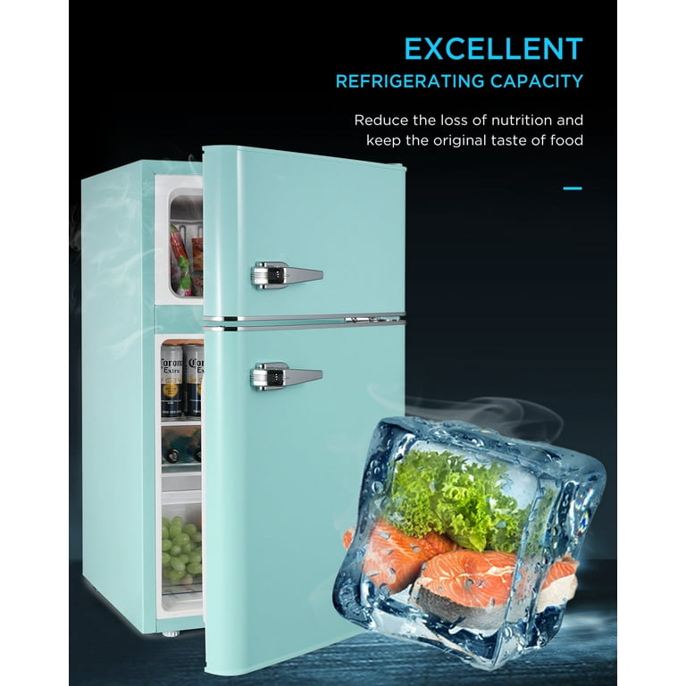 Bodare Retro Mini Fridge with Freezer: 3.2 Cu.Ft Mini Refrigerator