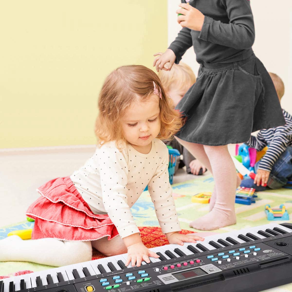 Music 61-Key Keyboard Piano Kids Portable for Beginners with Microphone Sheet Stand