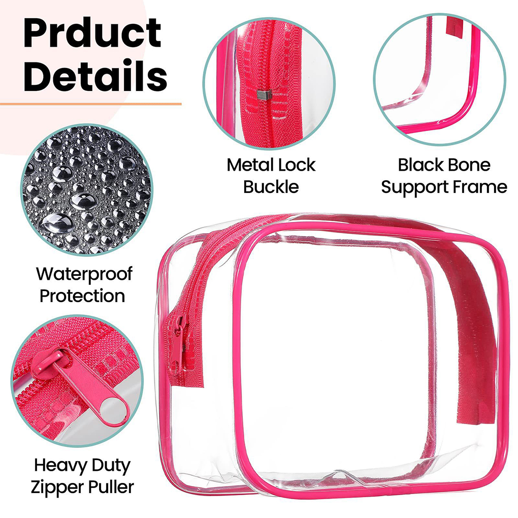 DESTYER Travel PVC Cosmetic Bags Clear Fashion Zipper Pouch Makeup Bag
