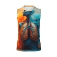 thumbnail image 6 of Lsque Surreal Body Art Print Men's Cotton Blend Sleeveless Muscle Shirts (S-3XL)- Moisture Wicking, Odor Protection, UPF 30+,Large, 6 of 8