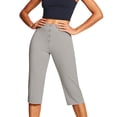 thumbnail image 4 of Women's Capri Pants Stretch Business Work Capris Casual Straight Leg Office Dress Pants Summer Petite Pants, 2XL, 4 of 5