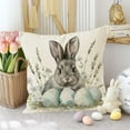 thumbnail image 2 of KCEHTA Easter Pillow Covers 18x18 Inch Farmhouse Rabbit Spring Floral Pillowcase for Couch Sofa Bed, 2 of 5
