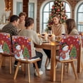 thumbnail image 5 of Christmas Chair Covers Set of 1 Cartoon Snowman Hold Star Pine Xmas Balls Snow Red Chair Back Covers Stretch Removable Washable Slipcovers Protector for Dining Room Kitchen Party Decor, 5 of 5