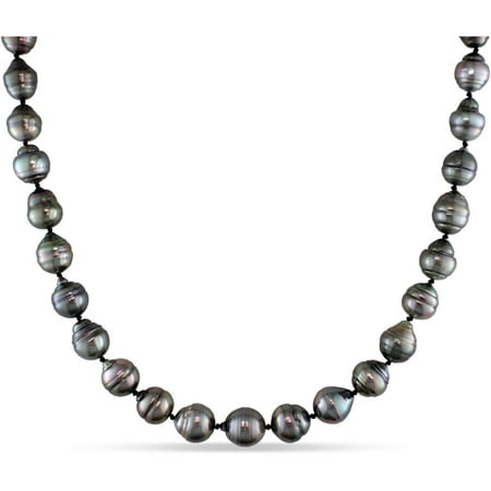 8-11mm Black Tahitian Pearl 14kt White Gold Strand Necklace, 17
