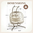 thumbnail image 3 of RADIATA Oversized 2 Person Swing Egg Chair Double Hanging Egg Chair with Stand Extra Large Wicker Patio Twins Egg Basket Chair for Two 700 lbs Capaticy for Bedroom Balcony Patio (Beige), 3 of 10