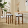 thumbnail image 2 of Guyou Counter Height Stools Set of 2, Mid Century Modern 27" Armless Island Bar Stools with Curved Back and Wooden Frame, Round Kitchen Stools with Footrest for Restaurant Bar Kitchen Island, Grey, 2 of 10