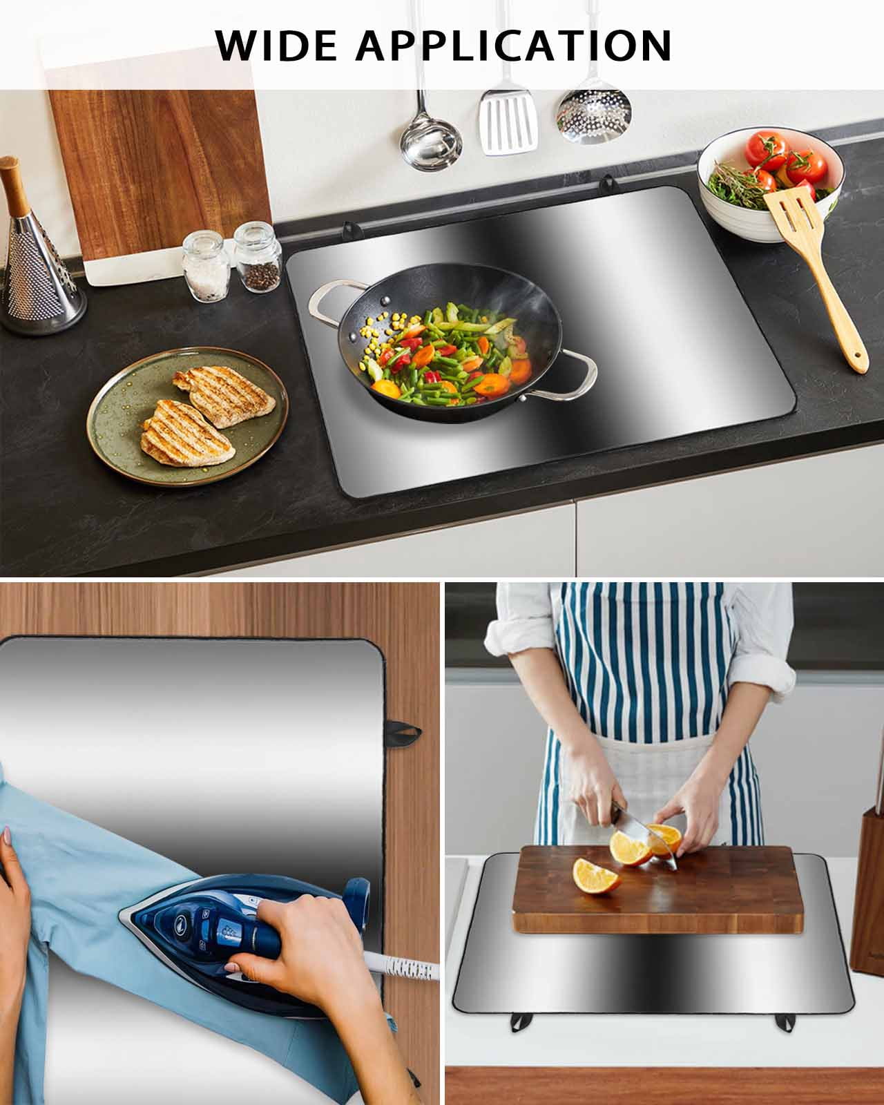 nqOlkjepod Large Induction Cooktop Protector Mat 24"x21", Gray Black Stove Top Covers for Electric Stove, Modern Gradient Geometric Decorative Stove Burner Cover Mats, Glass Top Stove Cover