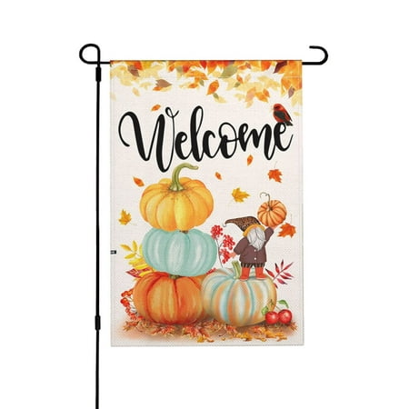 Thanksgiving Garden Flag 12x18 Double Sided, Fall Thanksgiving Pumpkins Garden Flag, Outdoor Thanksgiving Flags Small Yard Flags