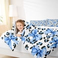 thumbnail image 4 of Feelyou Blue Fashion Ribbon Queen Comforter Set, Polkadot Cheetah Print Bedding Set, 3pcs, 4 of 8
