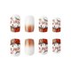 thumbnail image 3 of 24 uñas postizas cortas cuadradas de Halloween para mujer, con diseños de calabazas y hojas de arce con purpurina dorada. Diseños de uñas francesas de cobertura total., 3 of 5