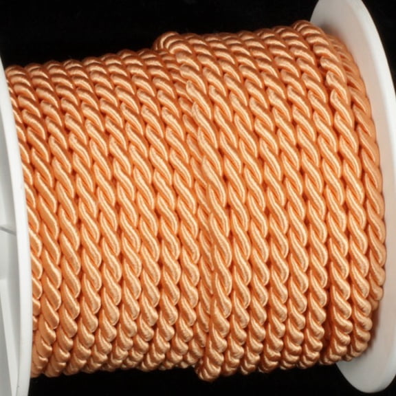 Peach Orange Braided Cording Wired Craft Ribbon 0.25" x 27 Yards