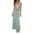 thumbnail image 2 of Shark Slippers Women Summer Skirt Set, Vest with Long Skirt Flower Print Sleeveless Tie-up, 2 of 10