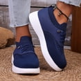 thumbnail image 2 of Orthopedic Walking Shoes for Women Woven Breathable Mesh Sneakers Lightweight Non Slip Arch Support Slip on Flat Shoes Blue Size 8.5, 2 of 6