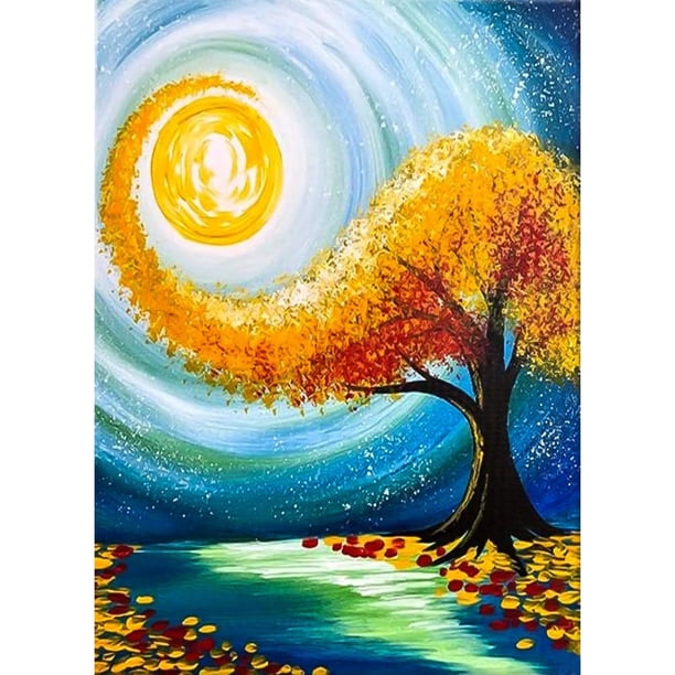 Pintura de diamante (DE1559) Sun Halo Tree 5D DIY Square Picture Mosaic Decor 20X30cm FLhrweasw Nuevo