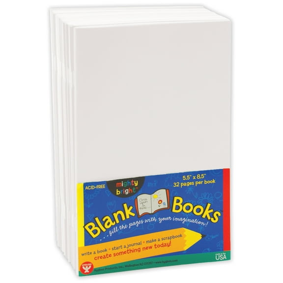 Hygloss Blank Paperback Books, 5.5" x 8.5", White, Pack of 10