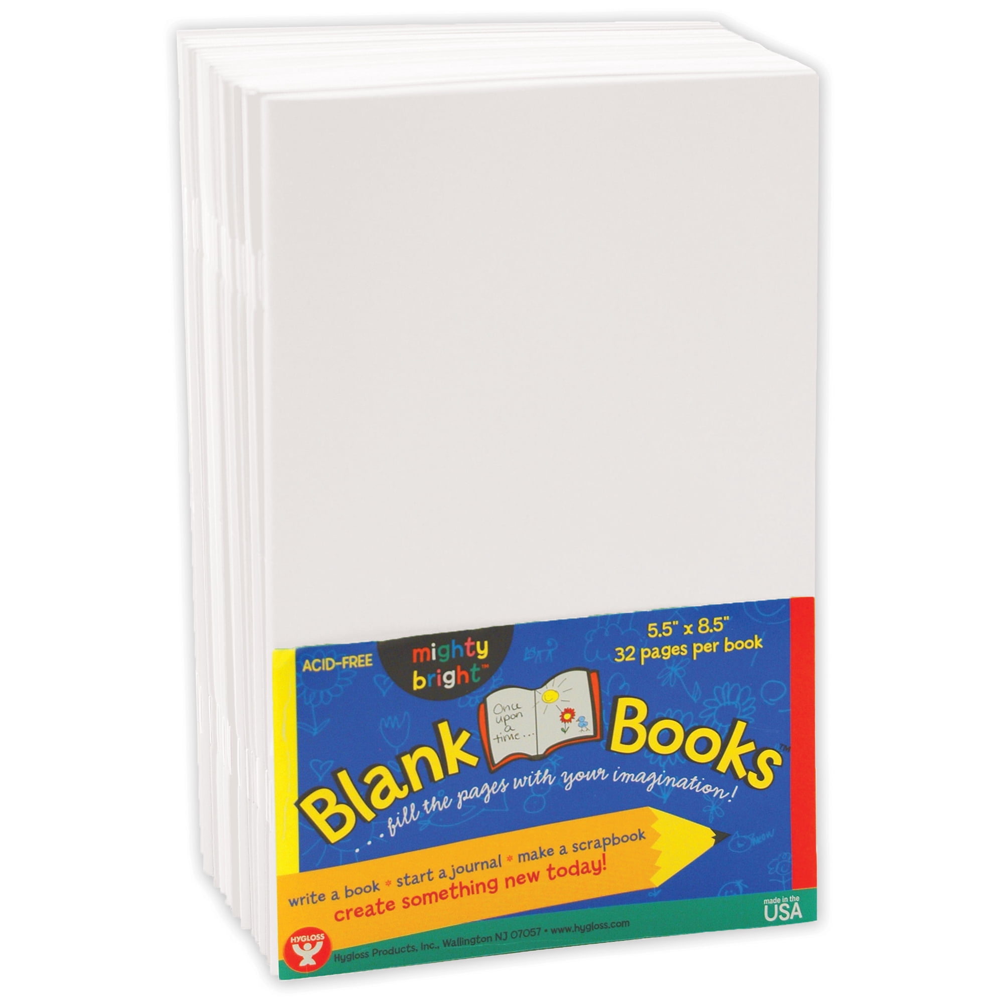 Hygloss Blank Paperback Books, 5.5" x 8.5", White, Pack of 10