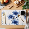 thumbnail image 2 of Blue Spring Floral Placemats Set of 4 Summer Botanical Wildflower Garden Place Mats Indoor Wipeable Table Mats Washable Cloth Dining Table Placemats for Kitchen Holiday Party Home Decor 13x19 Inch, 2 of 9